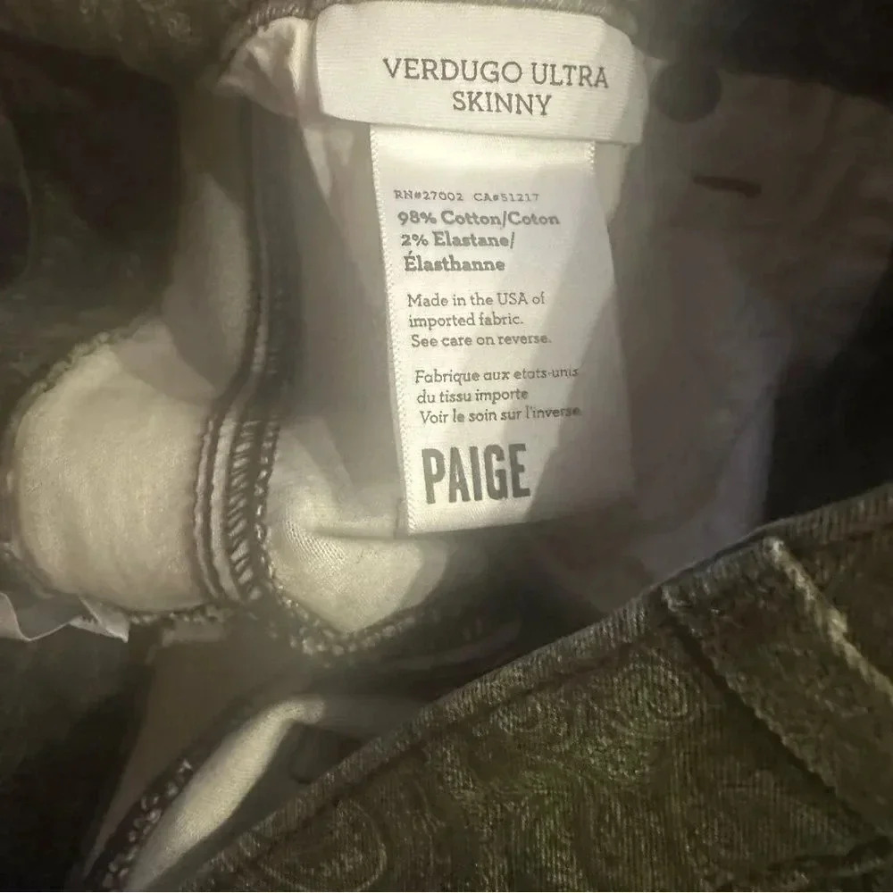 Women’s Paige Jeans Verdugo Ultra Skinny‎ Paisley Print. Size 28. - Picture 3 of 10